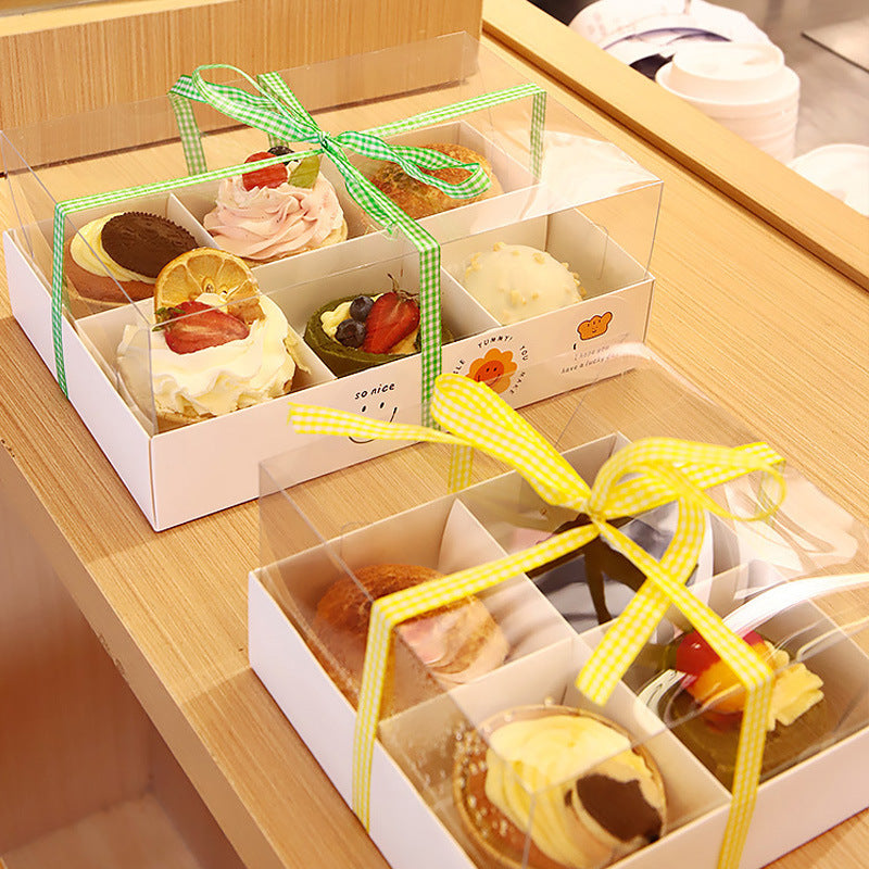 20 piece 6holes 4 holes cake box with PET lid cupcake box