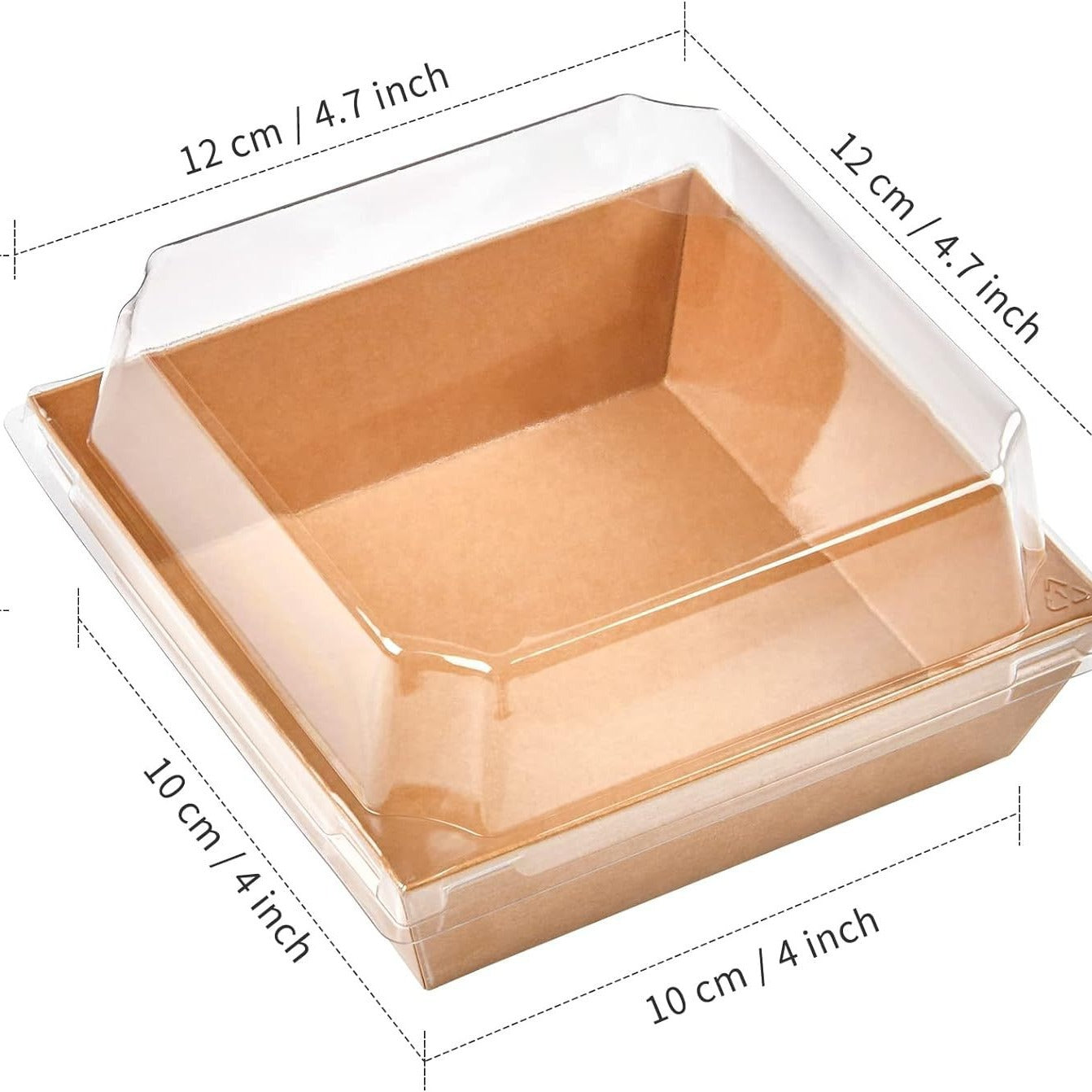 50 piece kraft paper sandwich cake dessert square box with PET lid