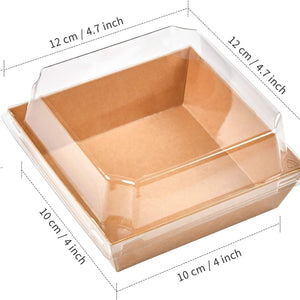 50 piece kraft paper sandwich cake dessert square box with PET lid