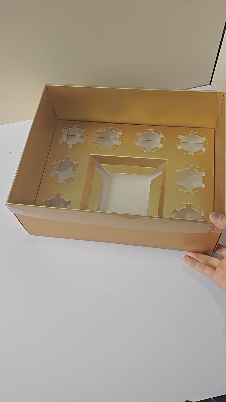 20 piece gold color cupcake bakery box with lid 33*25.4*12.7cm